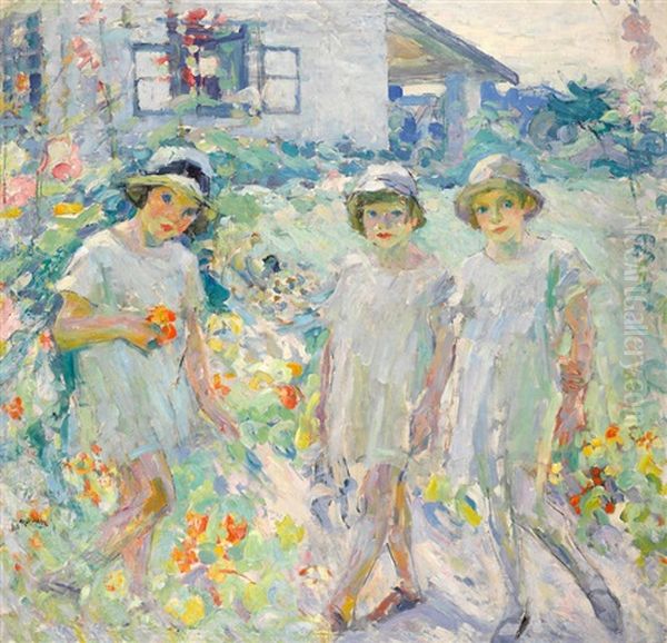 Children Of The Artist Oil Painting by Joseph Morris Raphael