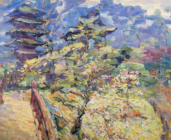 Japanese Tea House Oil Painting by Joseph Morris Raphael