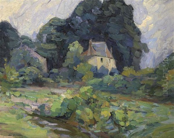 House In Belgium (possibly The Artist's Home) Oil Painting by Joseph Morris Raphael
