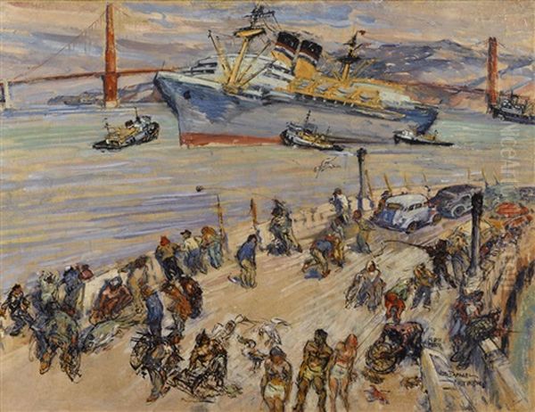 Muni Pier, San Francisco Oil Painting by Joseph Morris Raphael