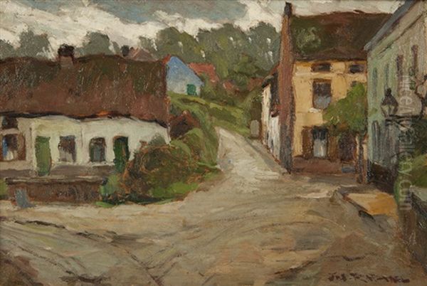 Road Through A Country Village Oil Painting by Joseph Morris Raphael