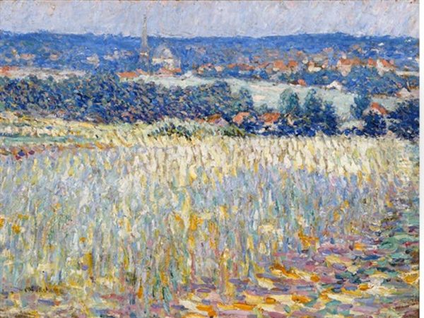 Flowering Fields Near St. Job, Uccle, Belgium Oil Painting by Joseph Morris Raphael