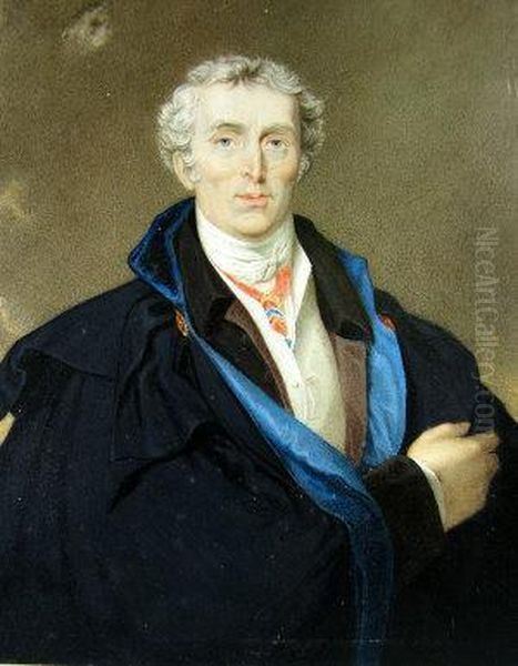 Bodycolour And Gum Arabic On Ivorine Oil Painting by William Senior Bone