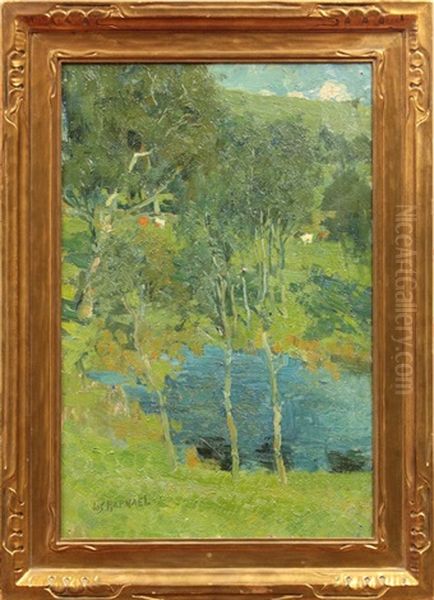 Cattle Amongst The Eucalyptus Oil Painting by Joseph Morris Raphael