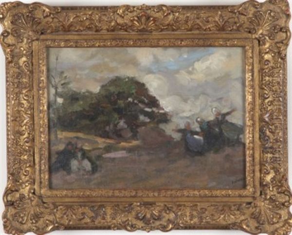 Brettones Dans Un Paysage Oil Painting by Joseph Morris Raphael