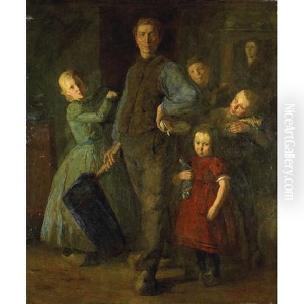 The Town Crier And His Family Oil Painting by Joseph Morris Raphael