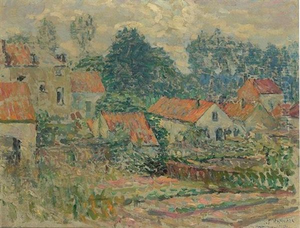 The Red Roofs (paysage Aux Toits Rouges) Oil Painting by Joseph Morris Raphael