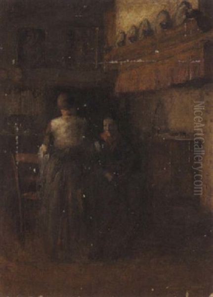 Conversation Pres De L'atre Oil Painting by Joseph Morris Raphael