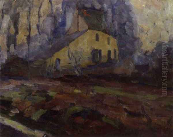A Farmhouse In A Landscape Oil Painting by Joseph Morris Raphael