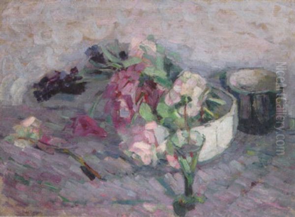 Still Life With Milk Jug And Roses Oil Painting by Joseph Morris Raphael