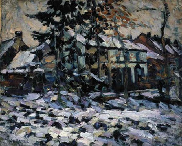 Village In Winter Oil Painting by Joseph Morris Raphael