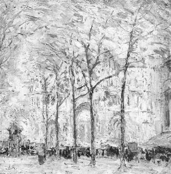 Market Of St. Catherine, Bruxelles Oil Painting by Joseph Morris Raphael