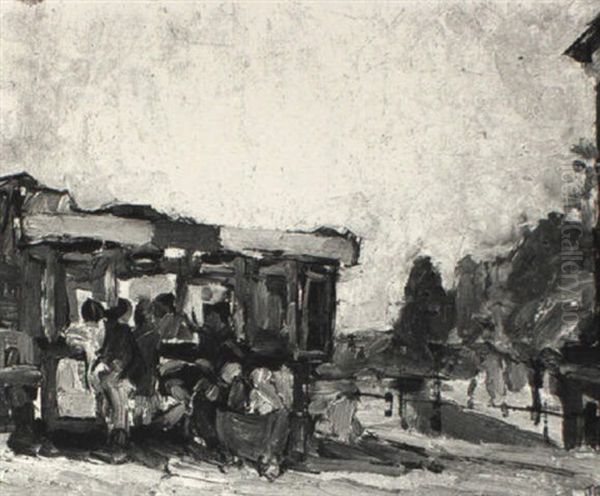 Ice Cream Shop On Wheels Oil Painting by Joseph Morris Raphael