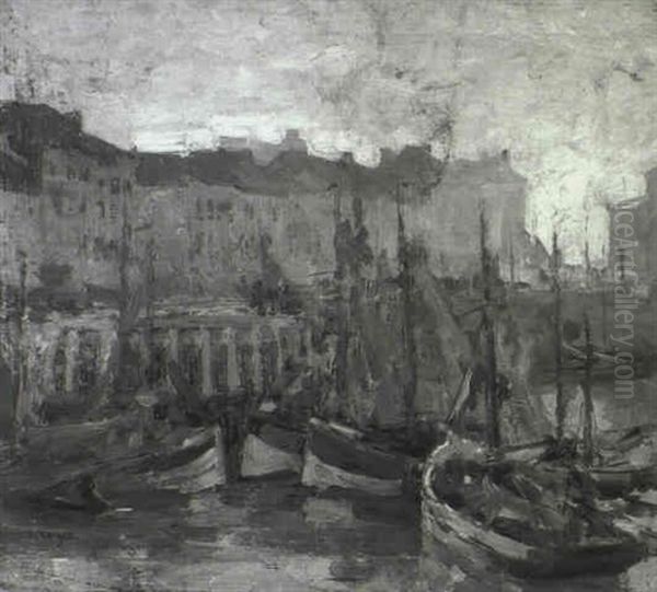A Fishing Village Oil Painting by Joseph Morris Raphael