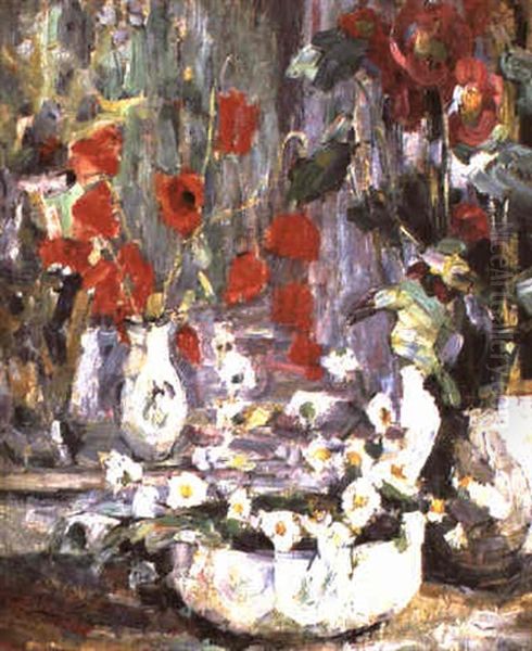 Still Life With Poppies Oil Painting by Joseph Morris Raphael