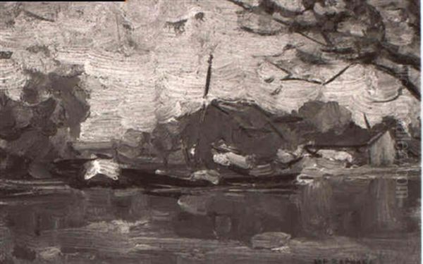 The Rhine, Leiden Oil Painting by Joseph Morris Raphael