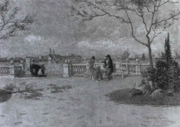 In Einem Giardino Pubblico In Venedig Oil Painting by Heinrich Rasch