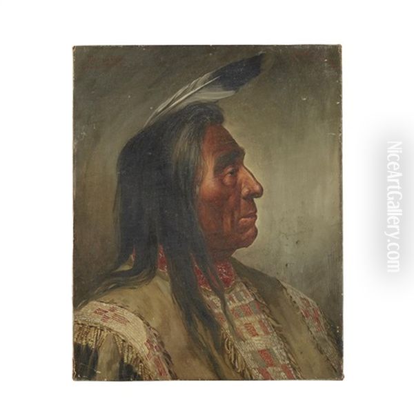 Profile Portrait Of Red Cloud, Sioux Chief Oil Painting by Henry Raschen