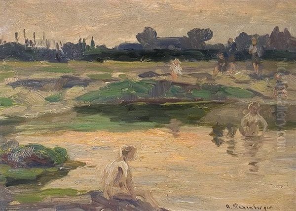Evening Bath Oil Painting by Alfred Rasenberger