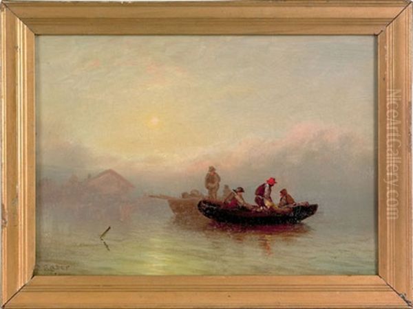 Coastal Scene With Fishermen Oil Painting by J. Heyl Raser