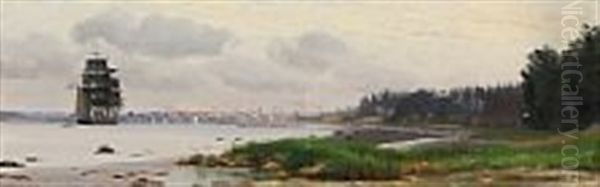 The Entrance To Faaborg Oil Painting by Carl (Jens Erik C.) Rasmussen