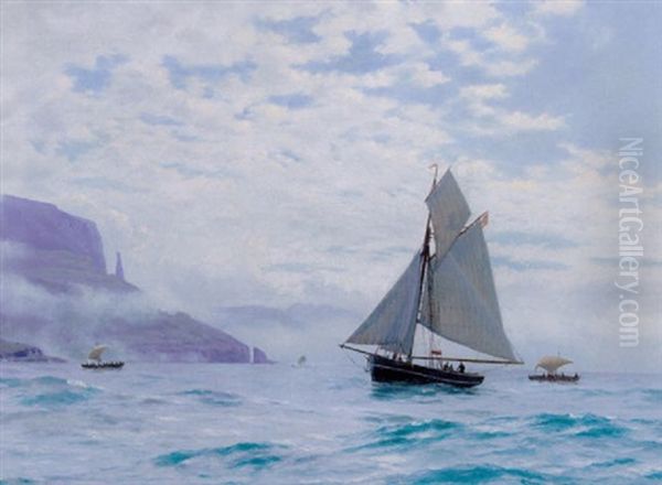 Marine Med Skibe Ud For Den Norske Kyst Oil Painting by Carl (Jens Erik C.) Rasmussen
