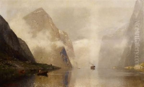 Morgennebel Im Fjord Oil Painting by Georg Anton Rasmussen