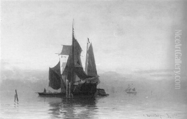 Abend Uber Einem Norwegischen Fjord Oil Painting by Georg Anton Rasmussen