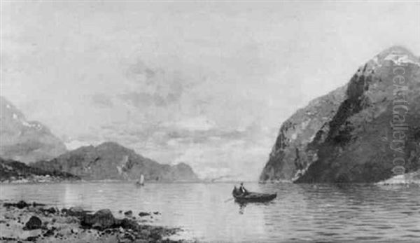Fjordlandschaft Oil Painting by Georg Anton Rasmussen