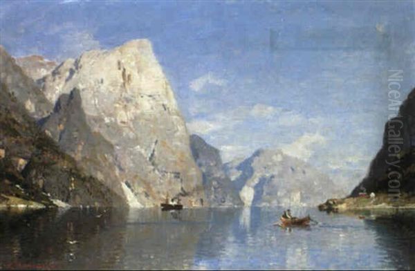 Fjordlandschaft Oil Painting by Georg Anton Rasmussen