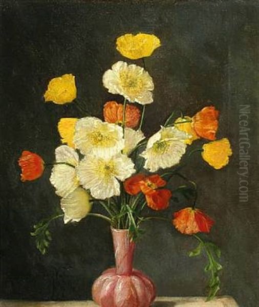 Siberian Poppies Oil Painting by Niels Pieter Rasmussen
