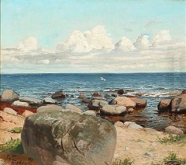 Coastal Scene At Ro, Bornholm Island Oil Painting by Niels Pieter Rasmussen