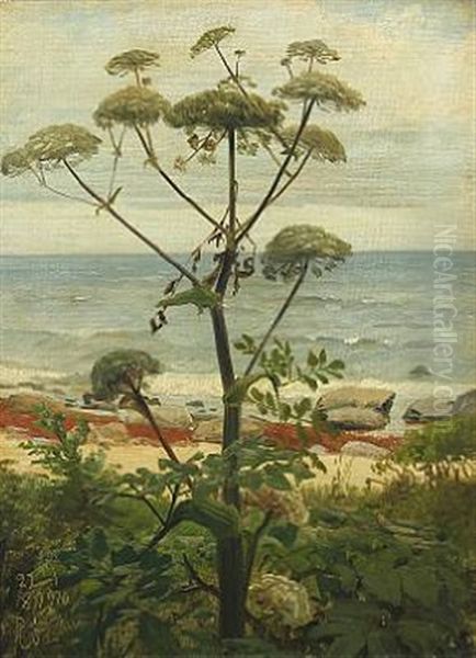 Landscape With View Over The Sea Oil Painting by Niels Pieter Rasmussen