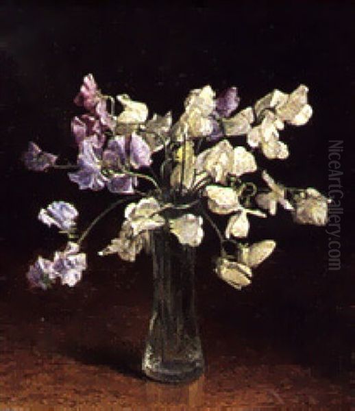 Glas Med Lathyrus Oil Painting by Niels Pieter Rasmussen