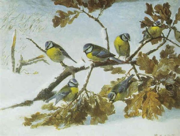 Majser I Sne Oil Painting by Niels Pieter Rasmussen