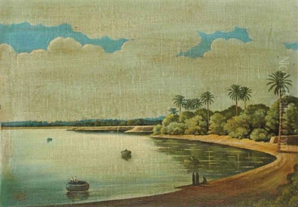 Promenade Le Long Du Tigre Oil Painting by Abdul Qadir al Rassam