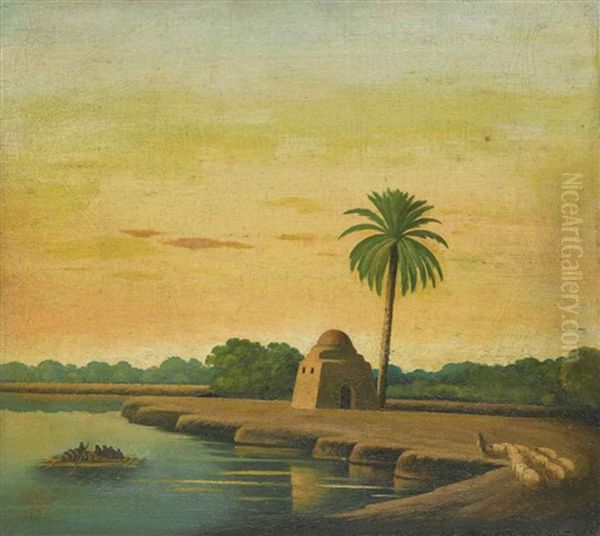 Sanctuaire Sur Le Tigre Oil Painting by Abdul Qadir al Rassam