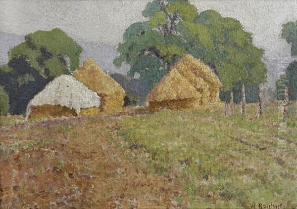 Haystacks Oil Painting by William Ratcliffe