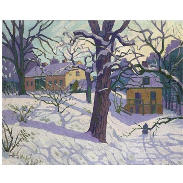 Cottage Under Snow, Sweden Oil Painting by William Ratcliffe
