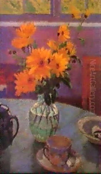 Still Life On A Kitchen Table Oil Painting by William Ratcliffe