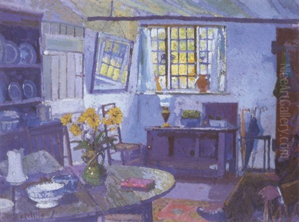 Cottage Interior Oil Painting by William Ratcliffe