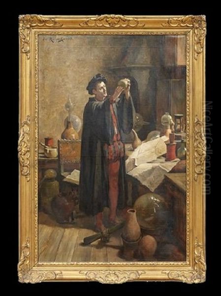 The Alchemist In His Study Oil Painting by Joseph Leopold Ratinckx