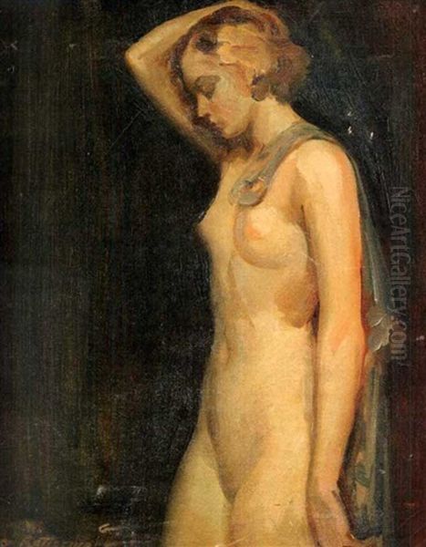 Female Nude Standing Oil Painting by Walter G. Ratterman