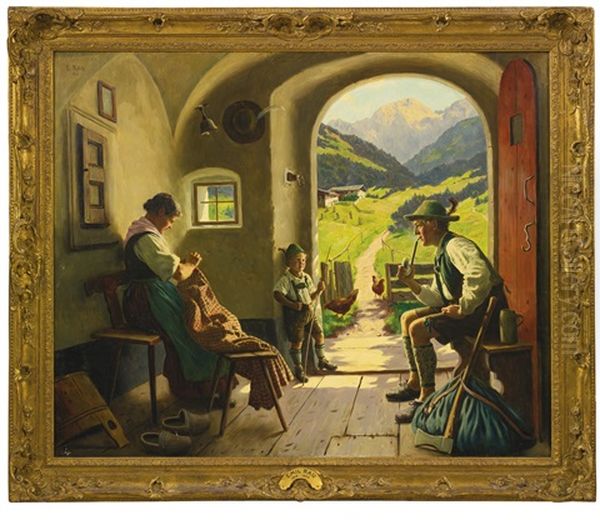 Summer In The Tyrol Oil Painting by Emil Rau
