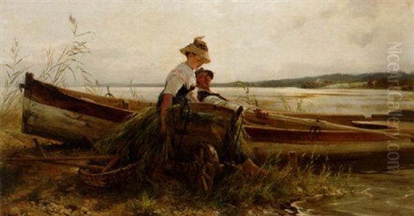 Utflykt Vid Sjon Oil Painting by Karl Raupp