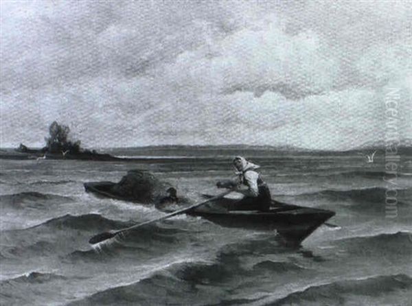 Heuboot Auf Dem Chiemsee Oil Painting by Karl Raupp