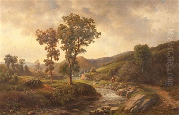 Bachlauf Im Tal Oil Painting by Leonhard Rausch