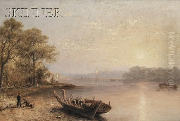 Delaware Shore Near Beverly Oil Painting by George Robert Bonfield