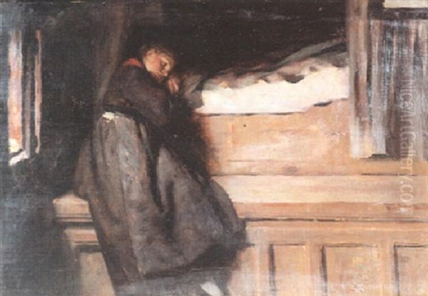 Paysanne Endormie Oil Painting by Edouard John E. Ravel