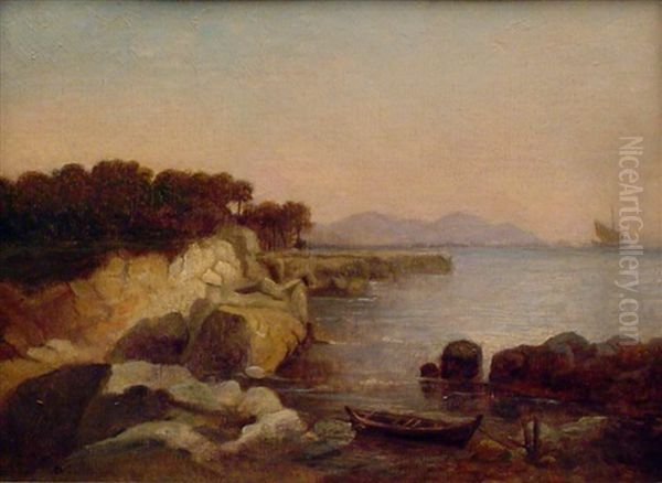 Felsige Kuste Bei Sonnenuntergang, Ariccia(?) Oil Painting by Paul von Ravenstein